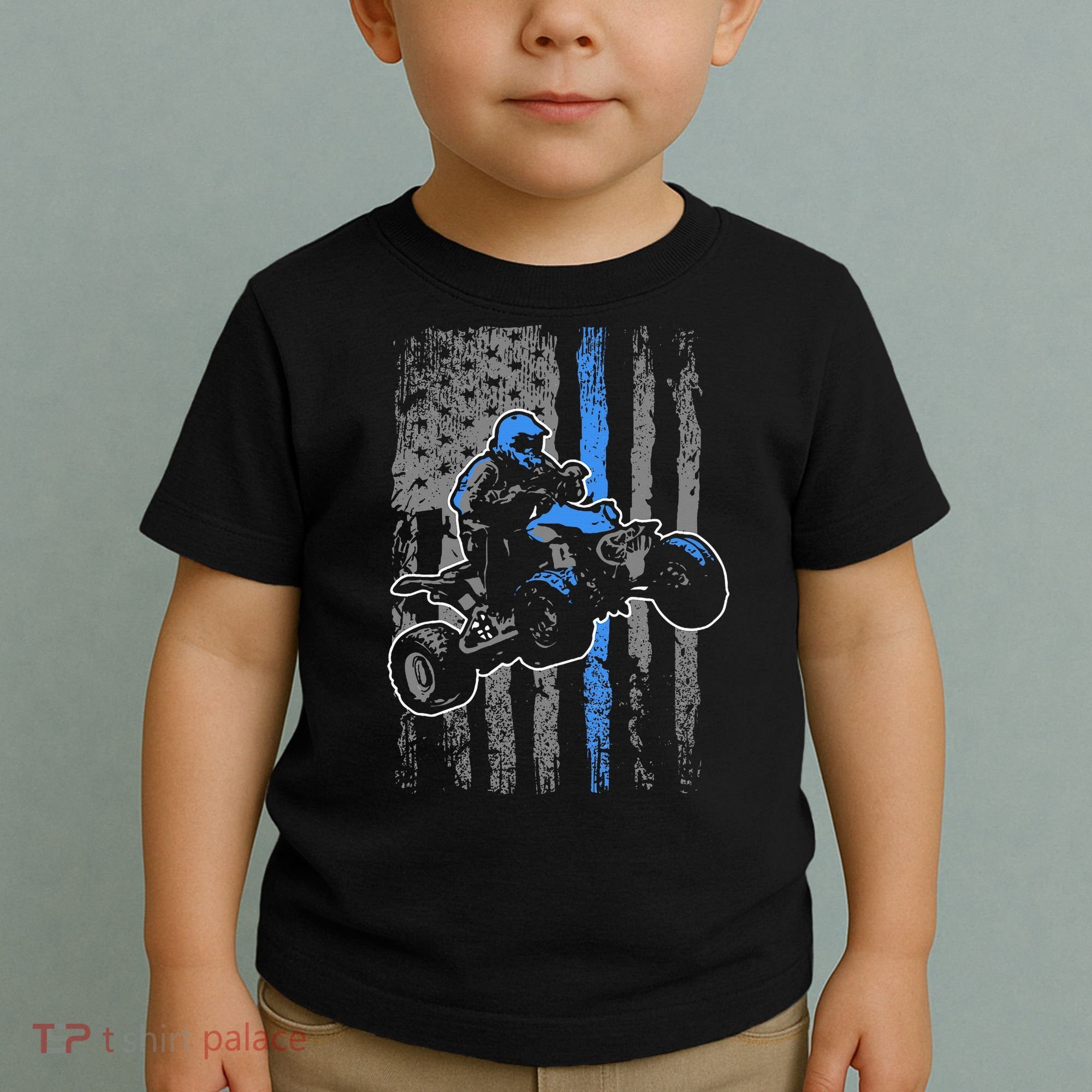 American Flag Four Wheeler Quad Atv Riding Gift Toddler T-Shirt