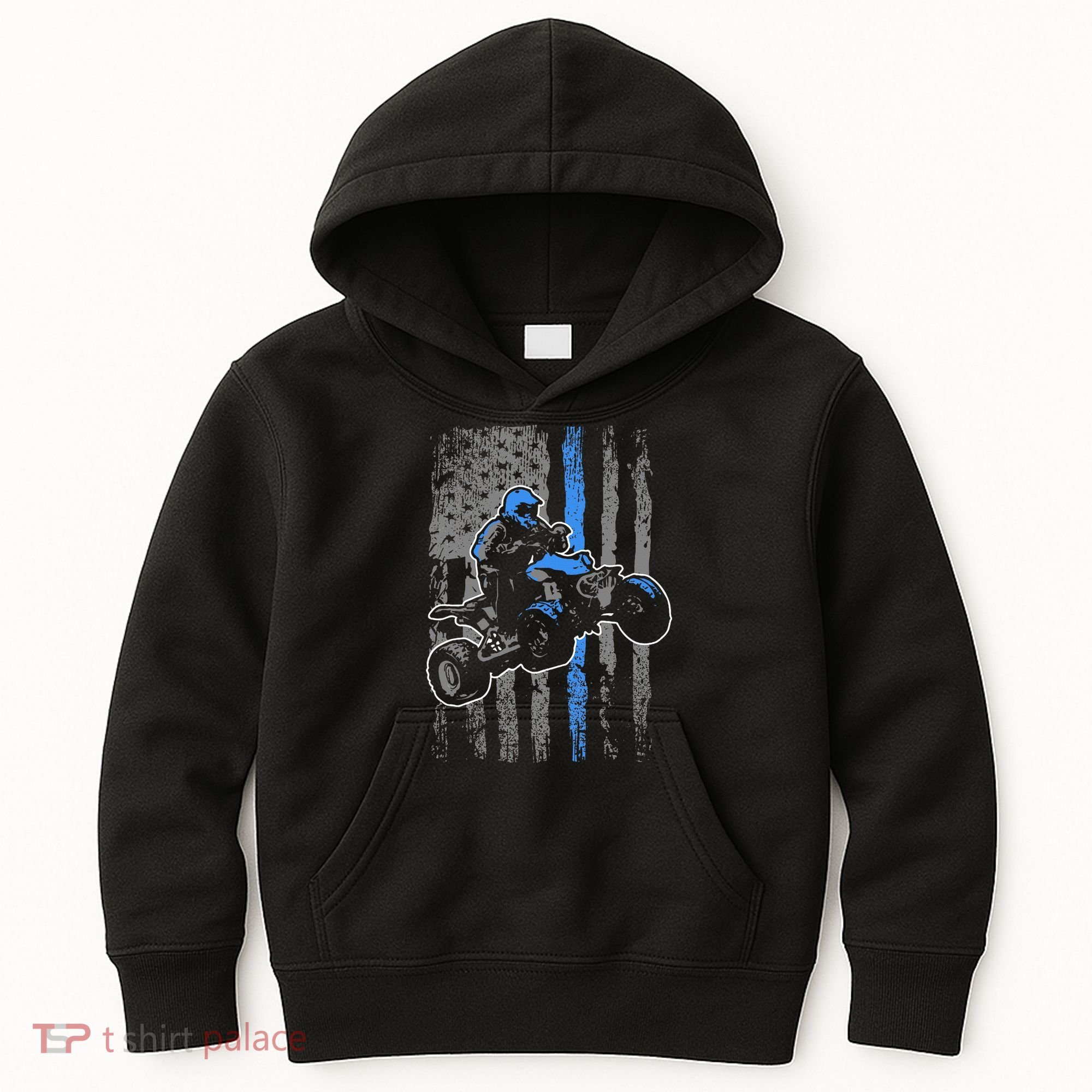 American Flag Four Wheeler Quad Atv Riding Gift Kids Hoodie