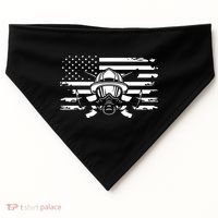 American Flag Fireman Firefighter Apparel Fireman USA-Made Doggie Bandana thumb 0
