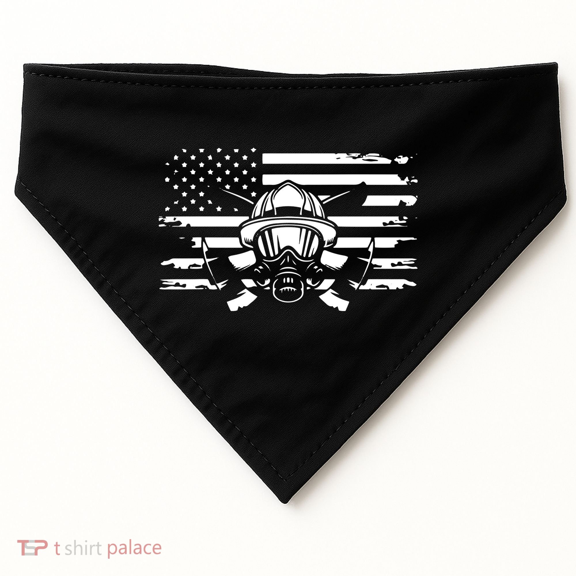 American Flag Fireman Firefighter Apparel Fireman USA-Made Doggie Bandana