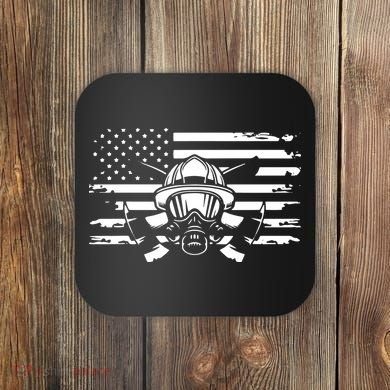 American Flag Fireman Firefighter Apparel Fireman Coaster