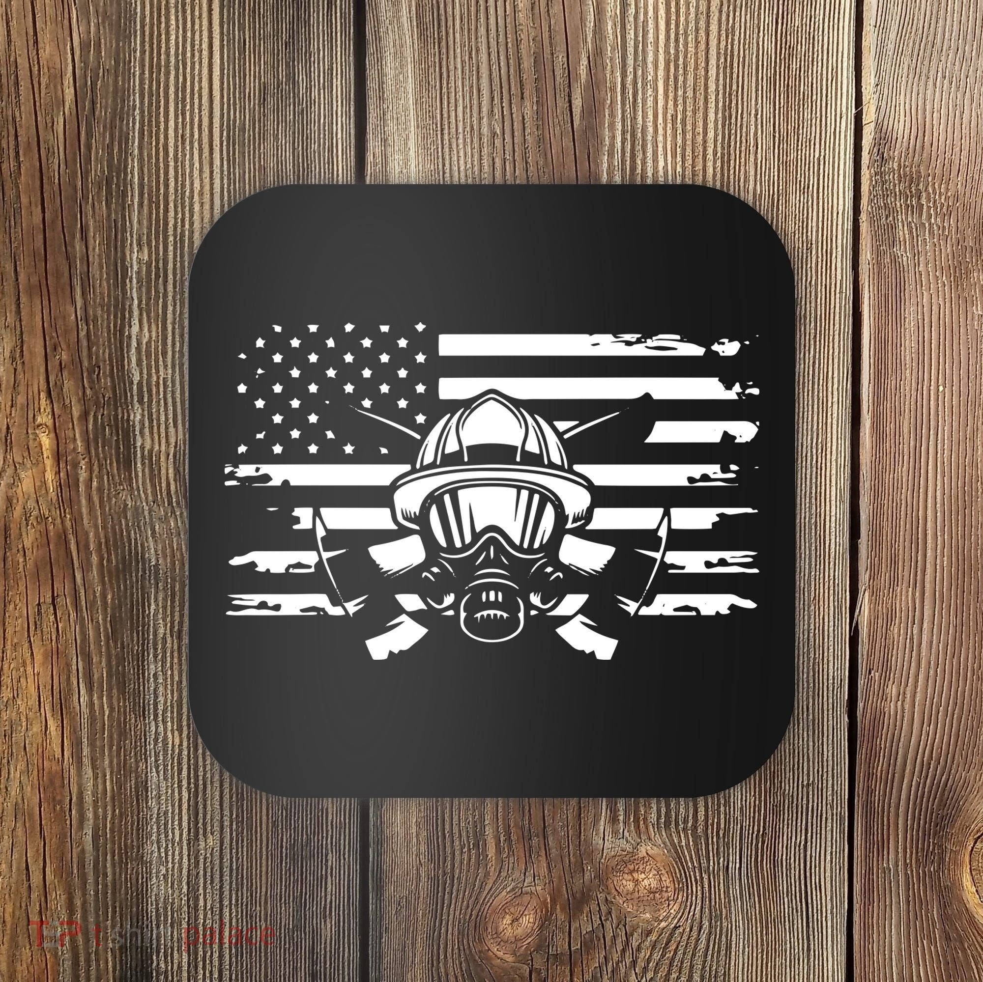 American Flag Fireman Firefighter Apparel Fireman Coaster