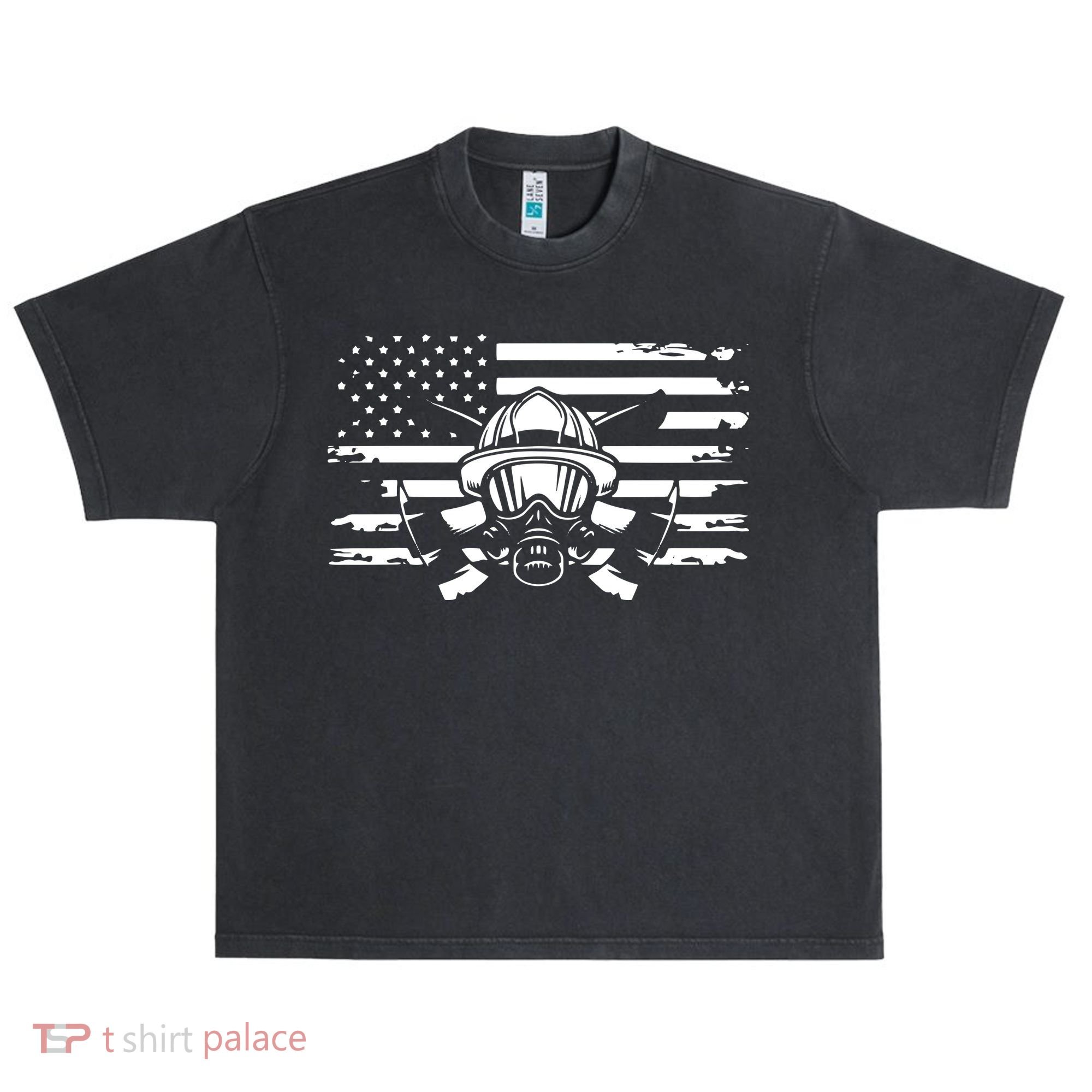 American Flag Fireman Firefighter Apparel Fireman Urban Oversized Heavyweight T-Shirt