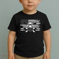 American Flag Fireman Firefighter Apparel Fireman Toddler T-Shirt thumb 2