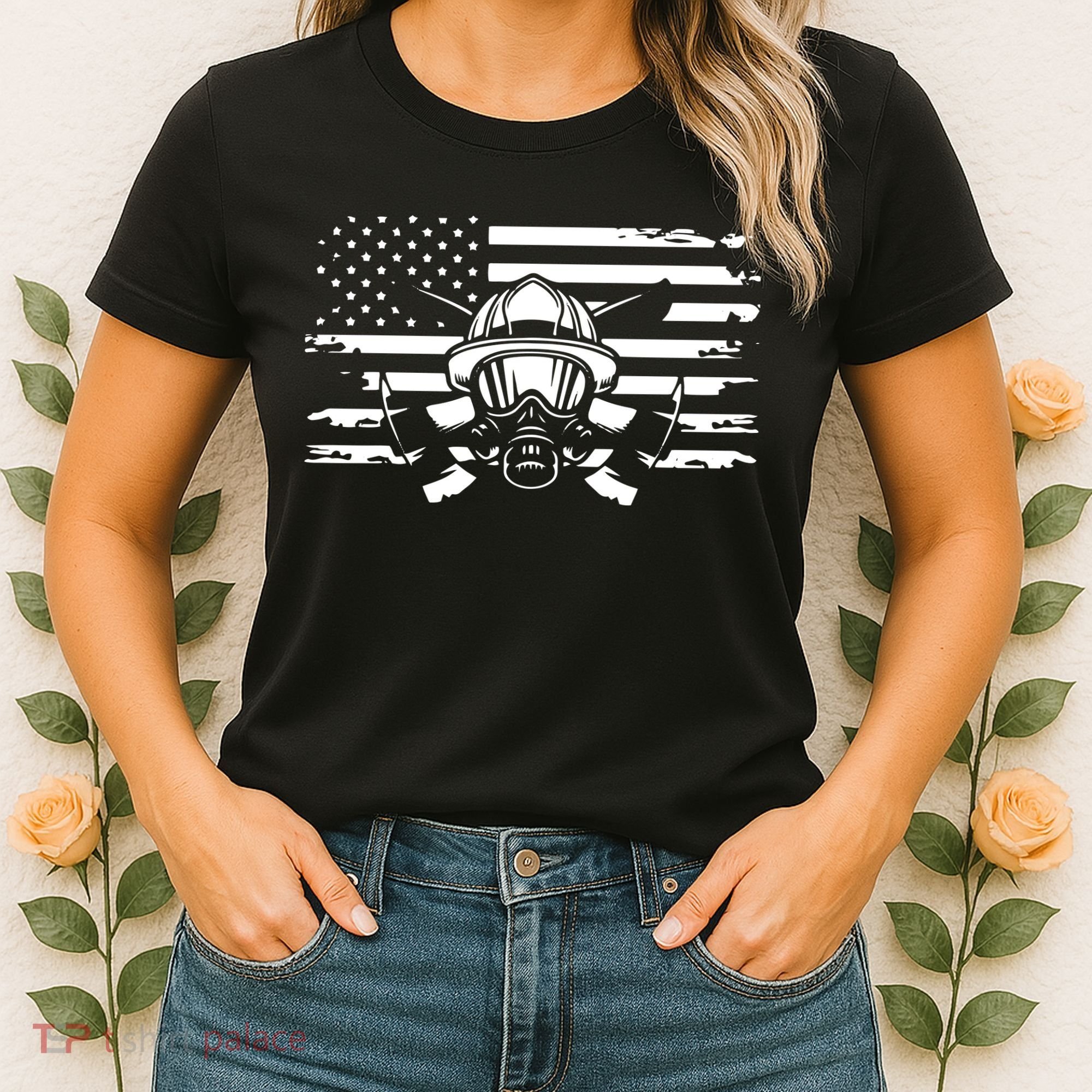 American Flag Fireman Firefighter Apparel Fireman Women's T-Shirt