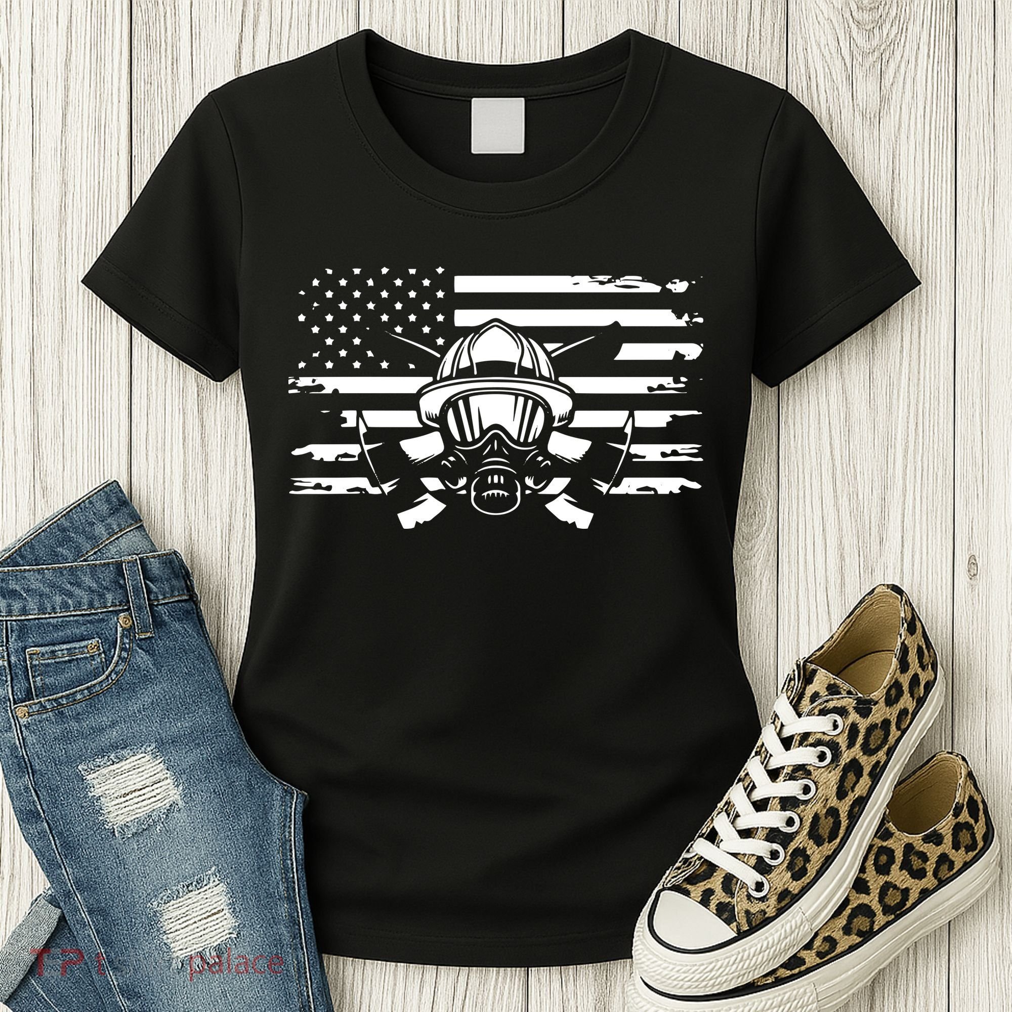 American Flag Fireman Firefighter Apparel Fireman Women's T-Shirt