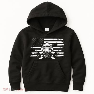 American Flag Fireman Firefighter Apparel Fireman Kids Hoodie