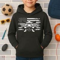 American Flag Fireman Firefighter Apparel Fireman Kids Hoodie thumb 2