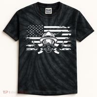 American Flag Fireman Firefighter Apparel Fireman Kids Tie-Dye T-Shirt thumb 0
