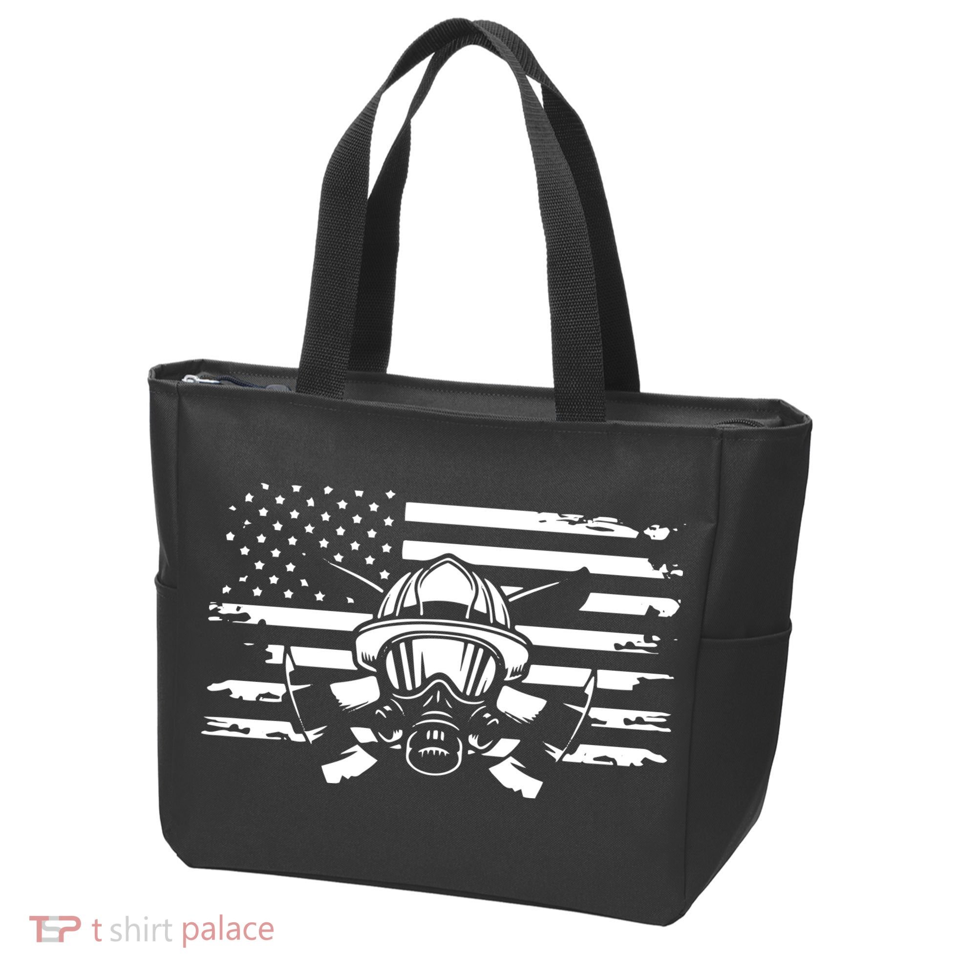 American Flag Fireman Firefighter Apparel Fireman Tote Bag
