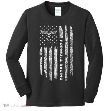 American Flag Formula Racing Vintage Formula Racing Kids Long Sleeve Shirt