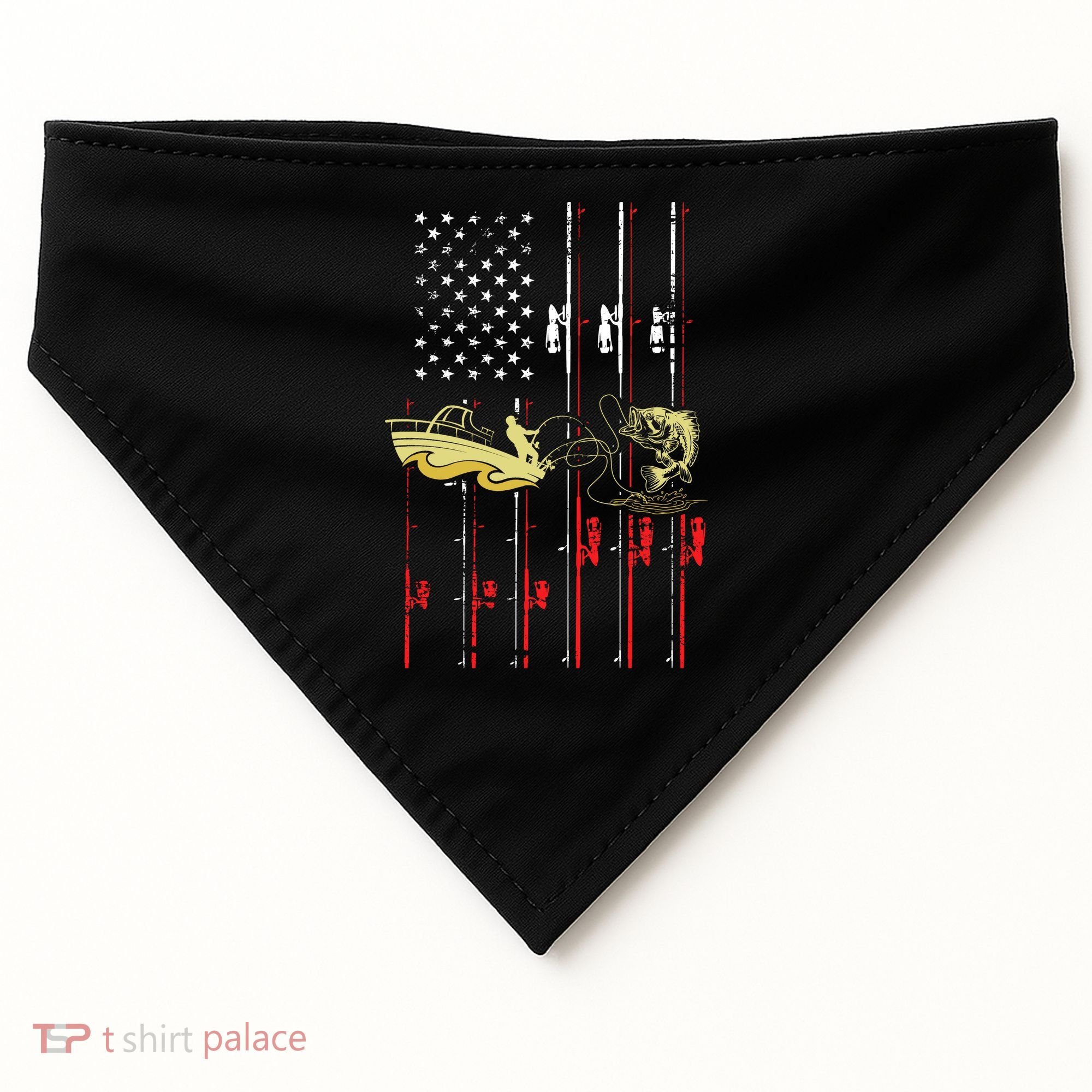 American Fishing Flag USA-Made Doggie Bandana