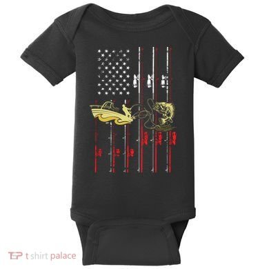 American Fishing Flag Baby Bodysuit