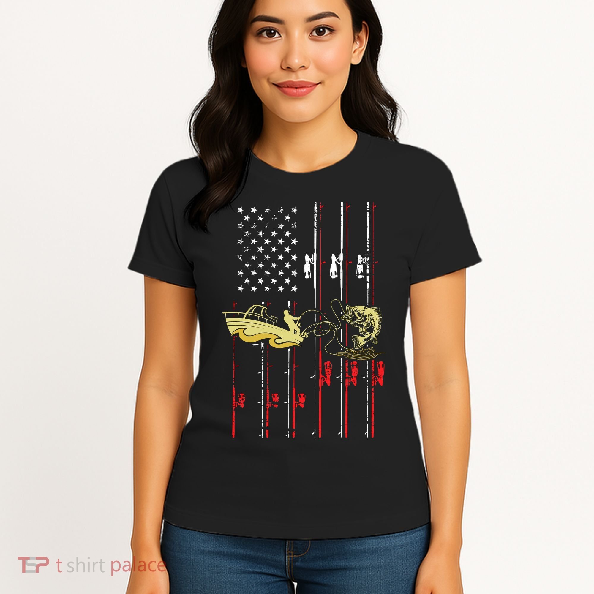 American Fishing Flag Women's T-Shirt