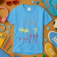 American Fishing Flag Kids T-Shirt thumb 3