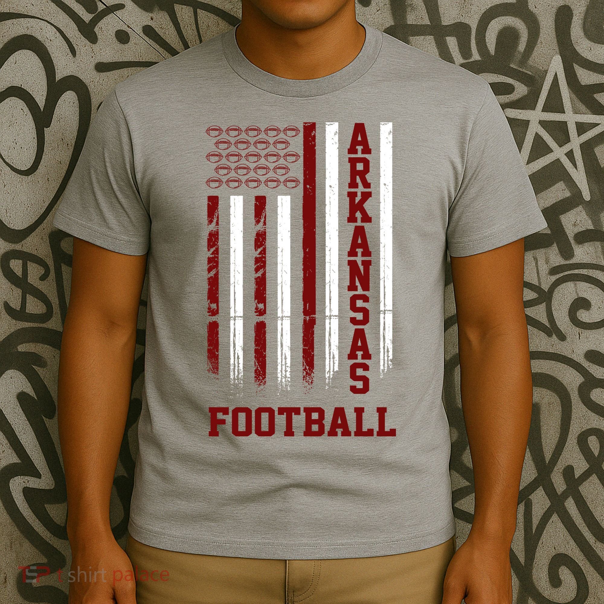 Arkansas Football Fan American Flag T-Shirt