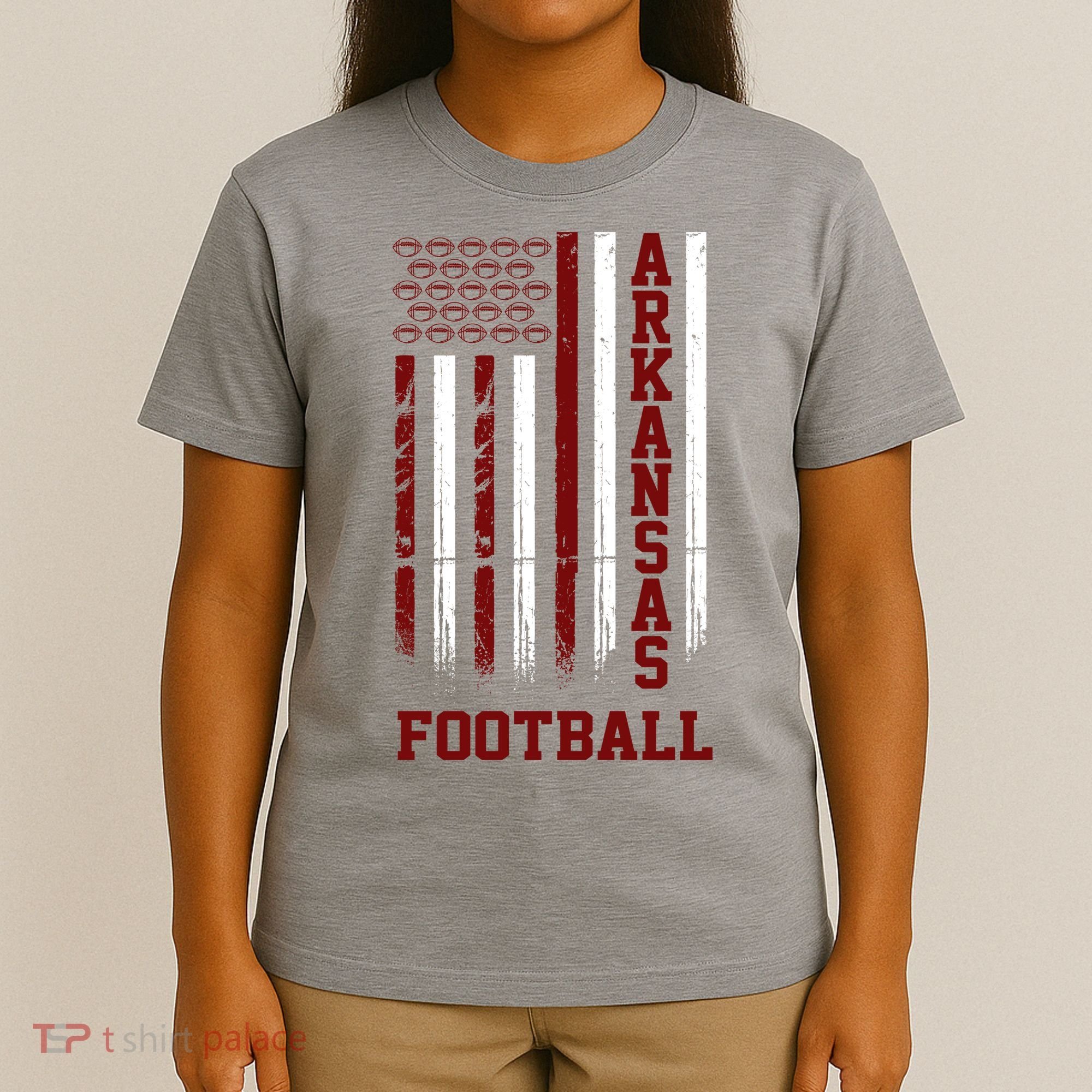 Arkansas Football Fan American Flag T-Shirt