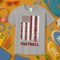 Arkansas Football Fan American Flag Kids T-Shirt thumb 3