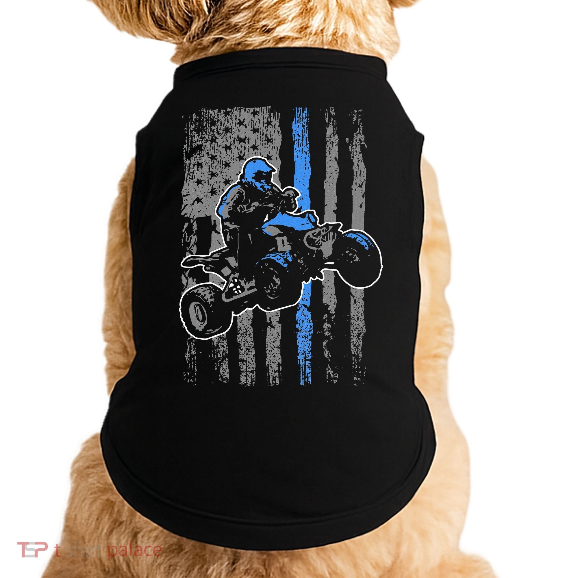 American Flag Four Wheeler Quad Men ATV Riding Gift Doggie Tank