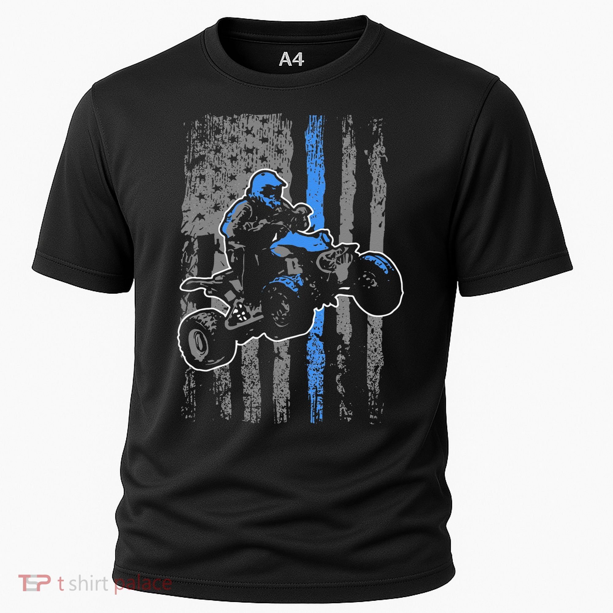 American Flag Four Wheeler Quad Men ATV Riding Gift Cooling Performance Crew T-Shirt