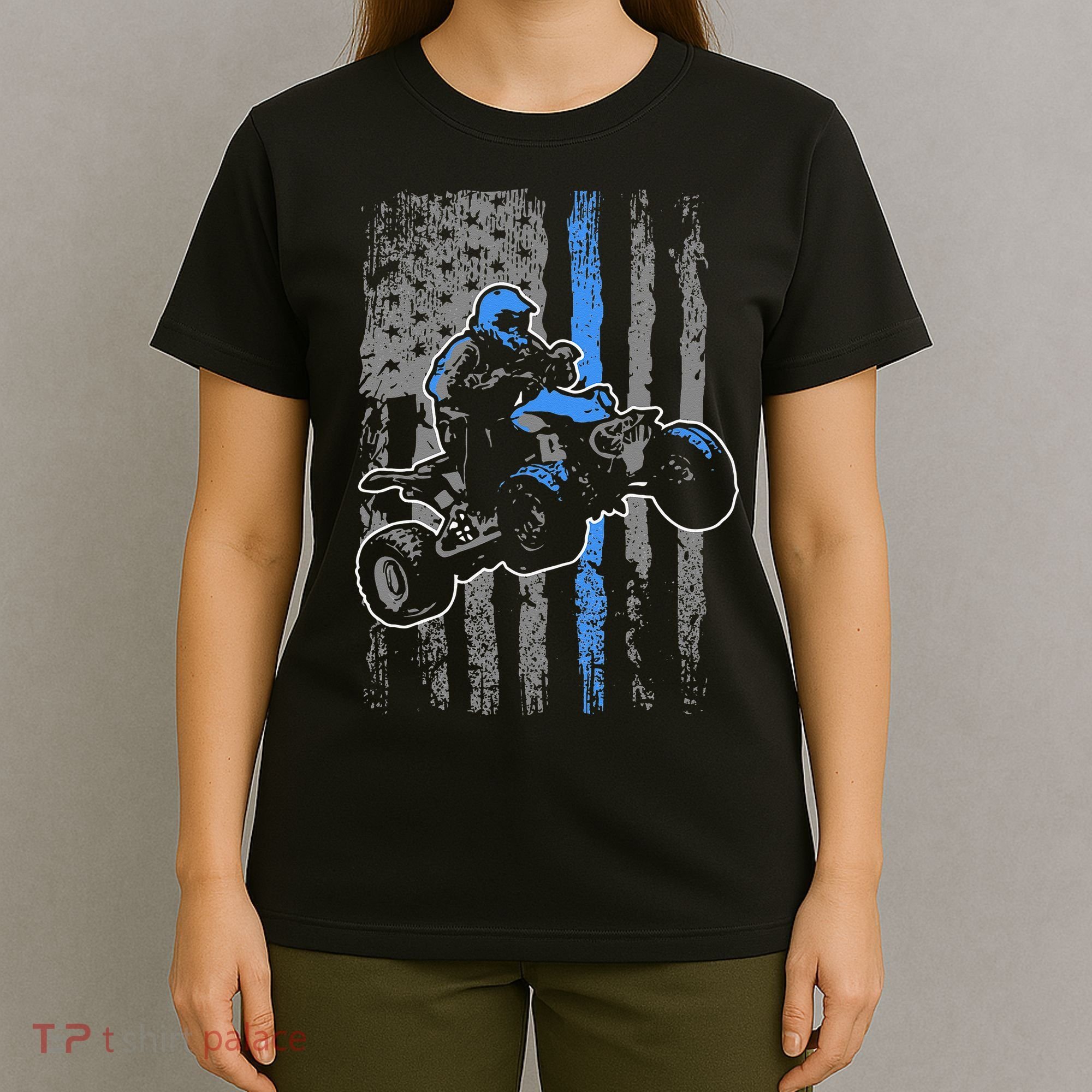 American Flag Four Wheeler Quad Men ATV Riding Gift T-Shirt