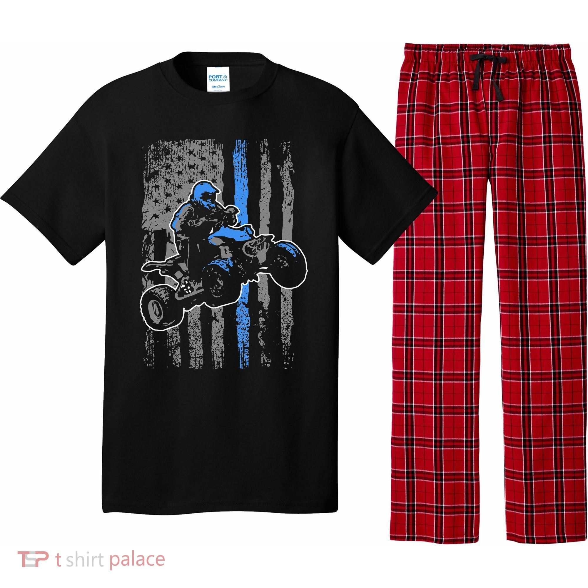 American Flag Four Wheeler Quad Men ATV Riding Gift Pajama Set