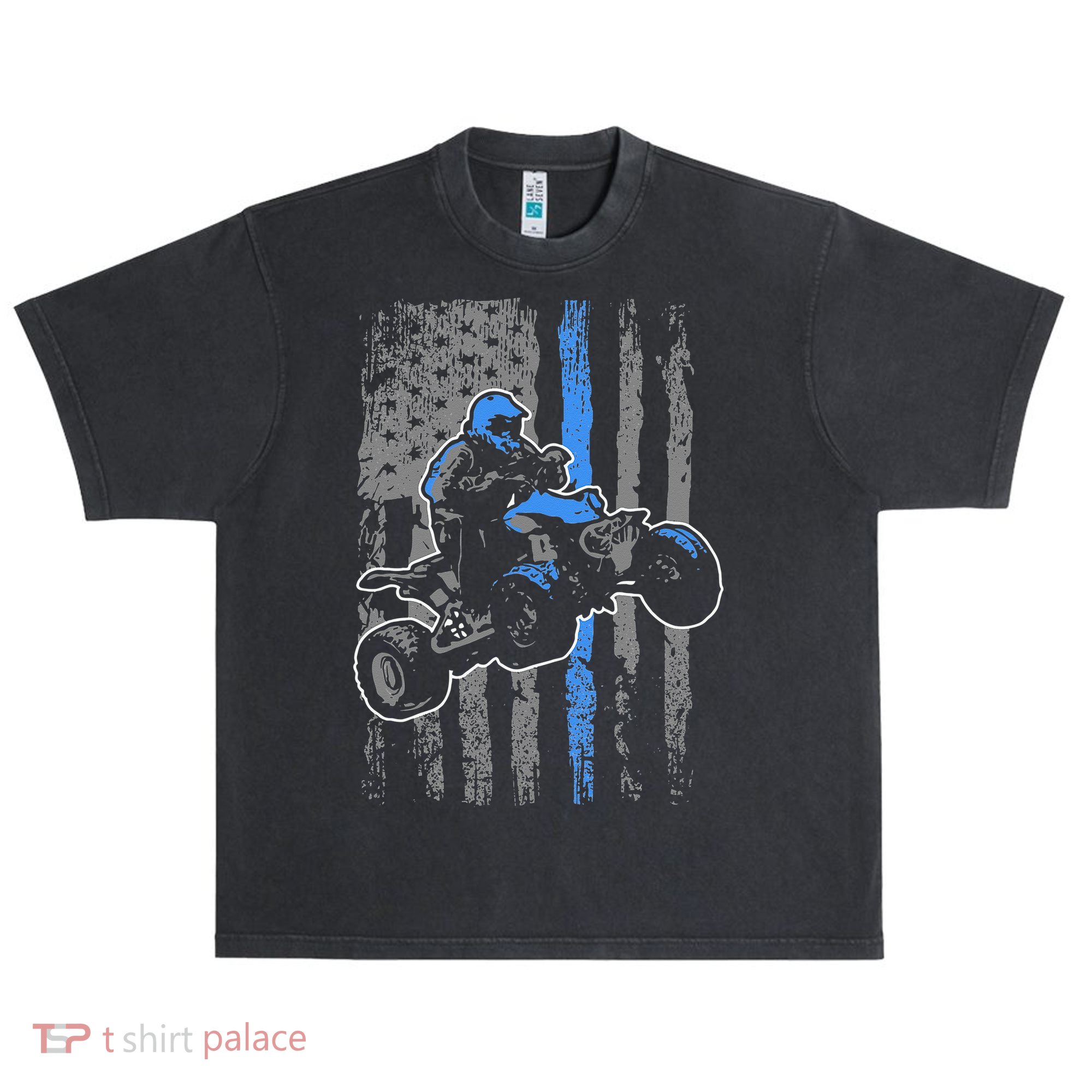 American Flag Four Wheeler Quad Men ATV Riding Gift Urban Oversized Heavyweight T-Shirt