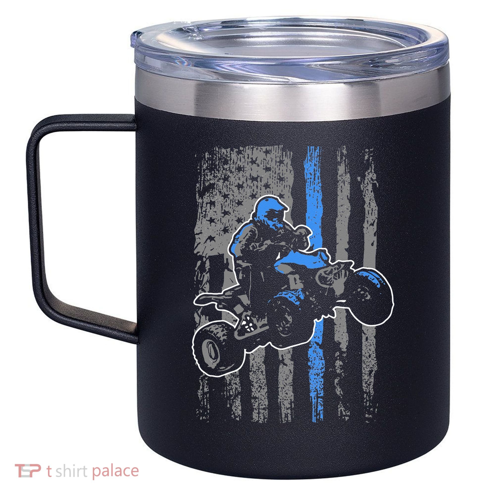 American Flag Four Wheeler Quad Men ATV Riding Gift 12oz Stainless Steel Coffee Mug