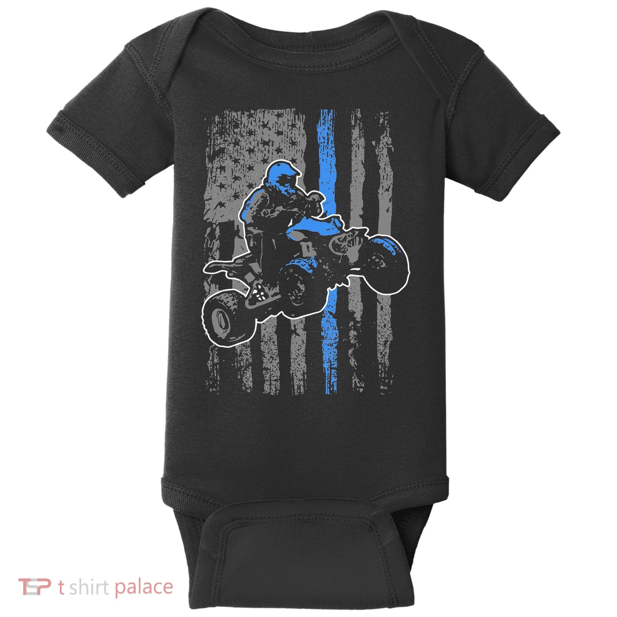 American Flag Four Wheeler Quad Men ATV Riding Gift Baby Bodysuit