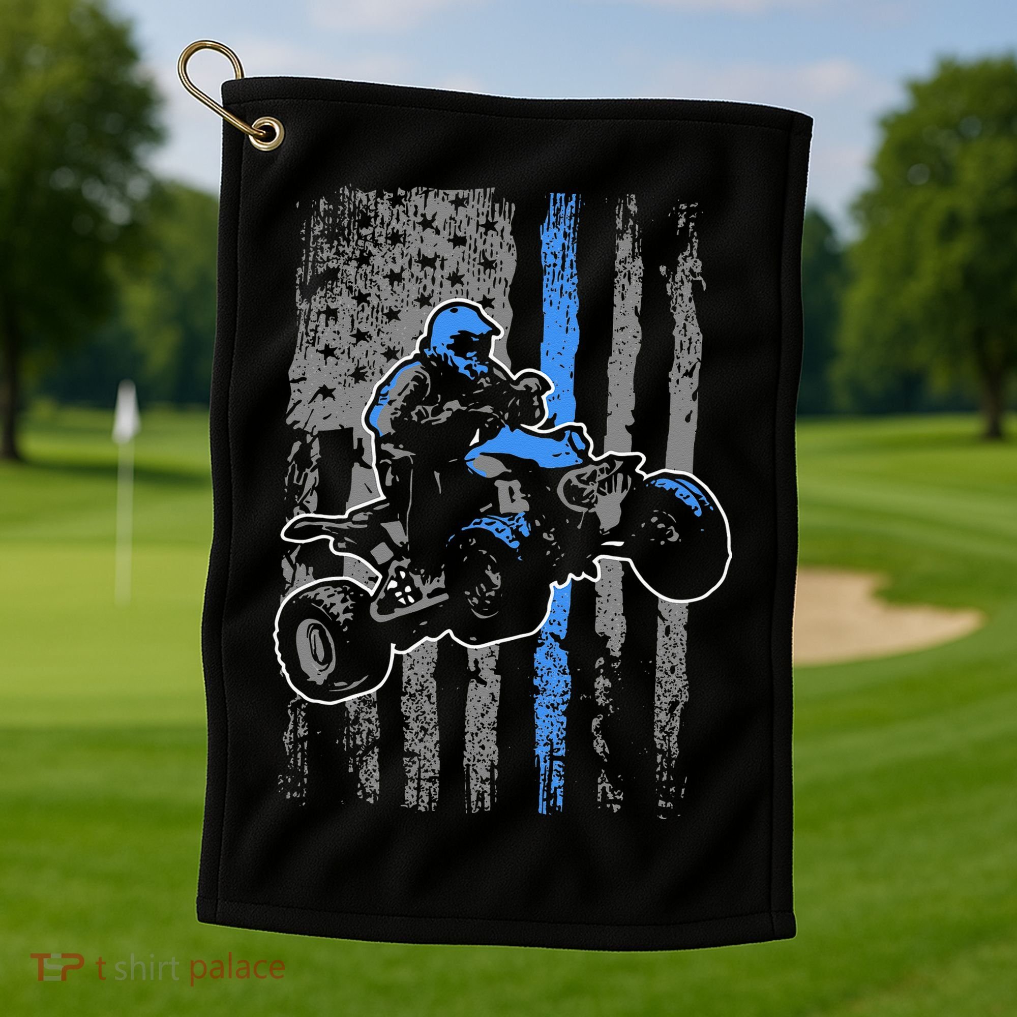 American Flag Four Wheeler Quad Men ATV Riding Gift Golf Towel