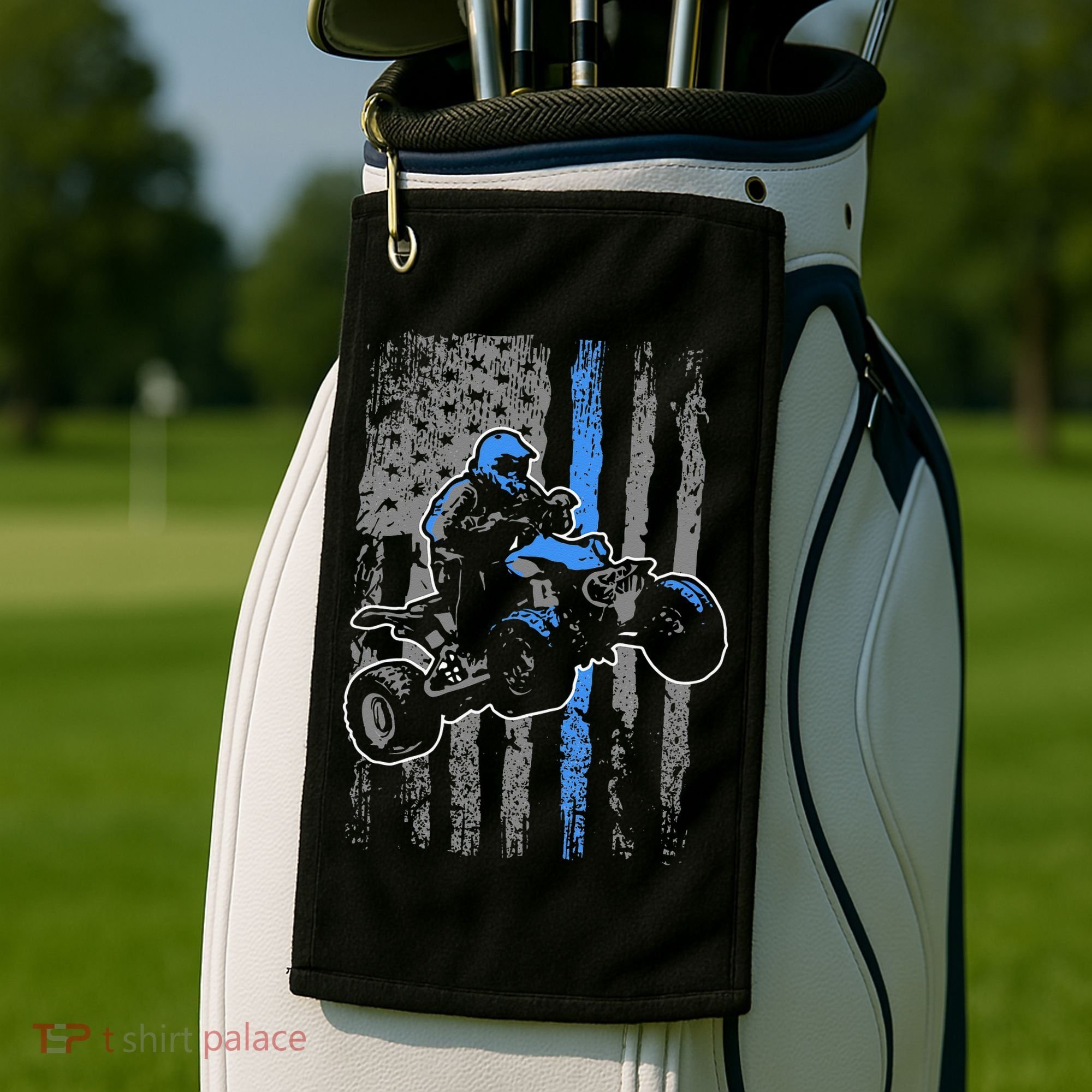 American Flag Four Wheeler Quad Men ATV Riding Gift Golf Towel