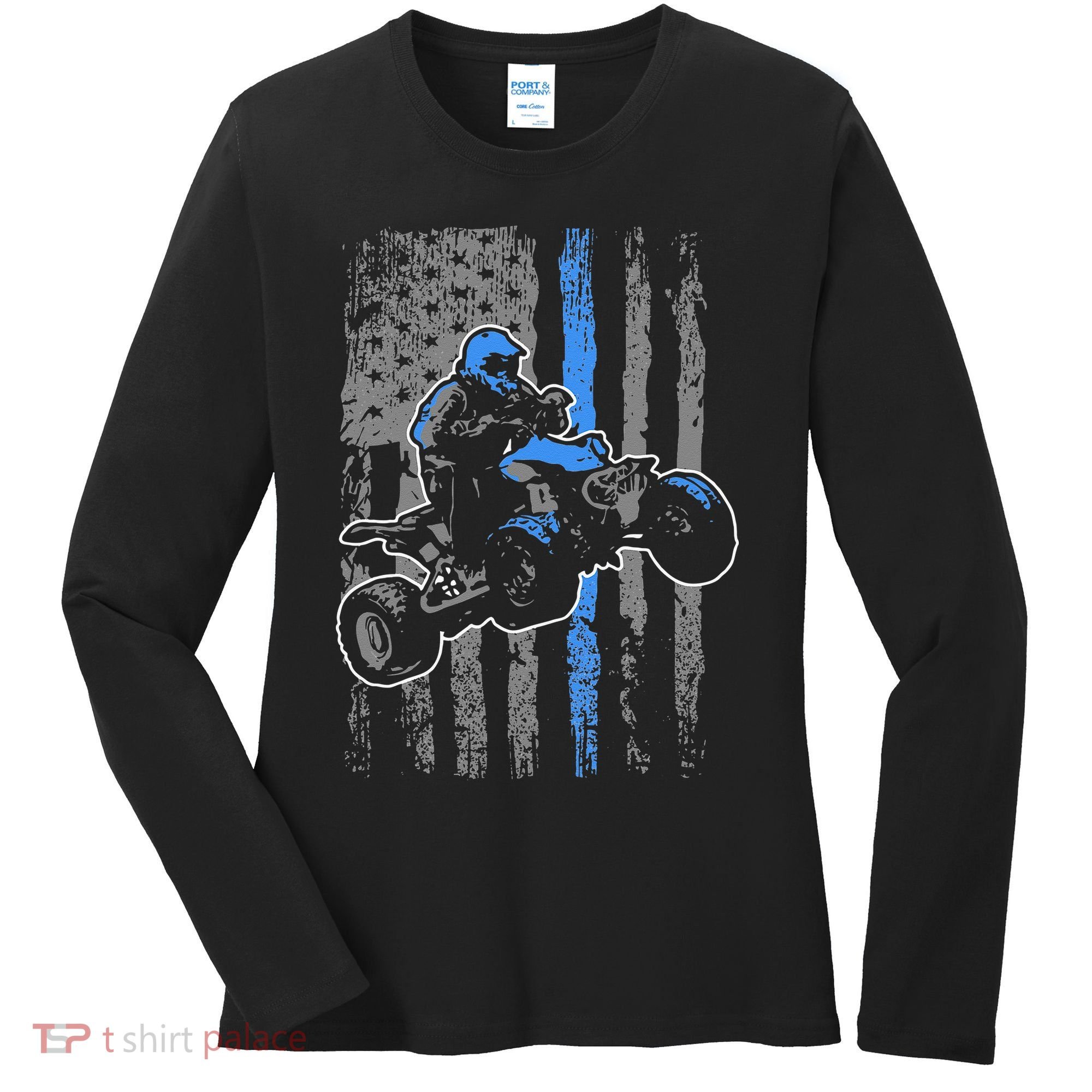 American Flag Four Wheeler Quad Men ATV Riding Gift Women's Long Sleeve Shirt