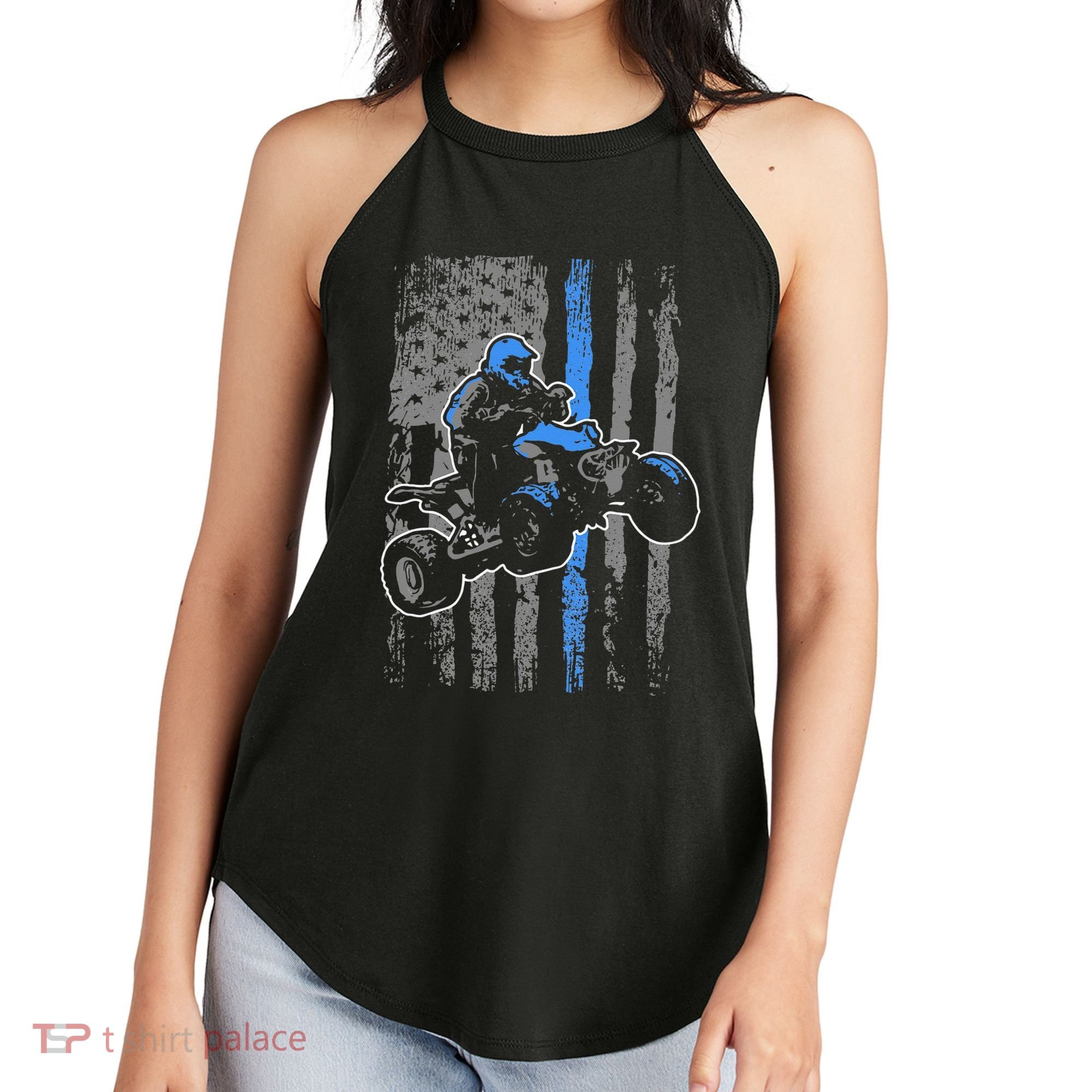 American Flag Four Wheeler Quad Men ATV Riding Gift Women's Perfect Tri Rocker Tank