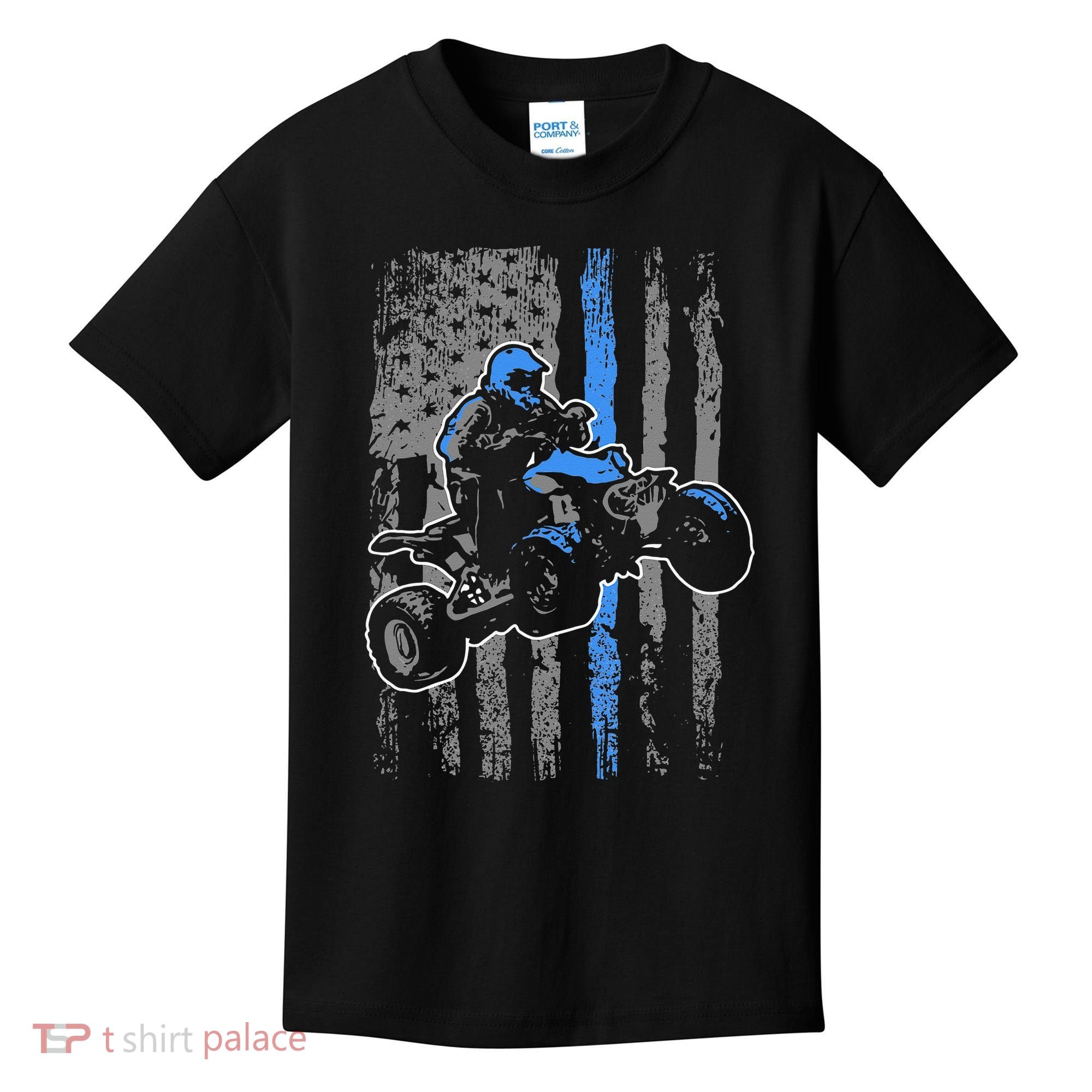 American Flag Four Wheeler Quad Men ATV Riding Gift Kids T-Shirt