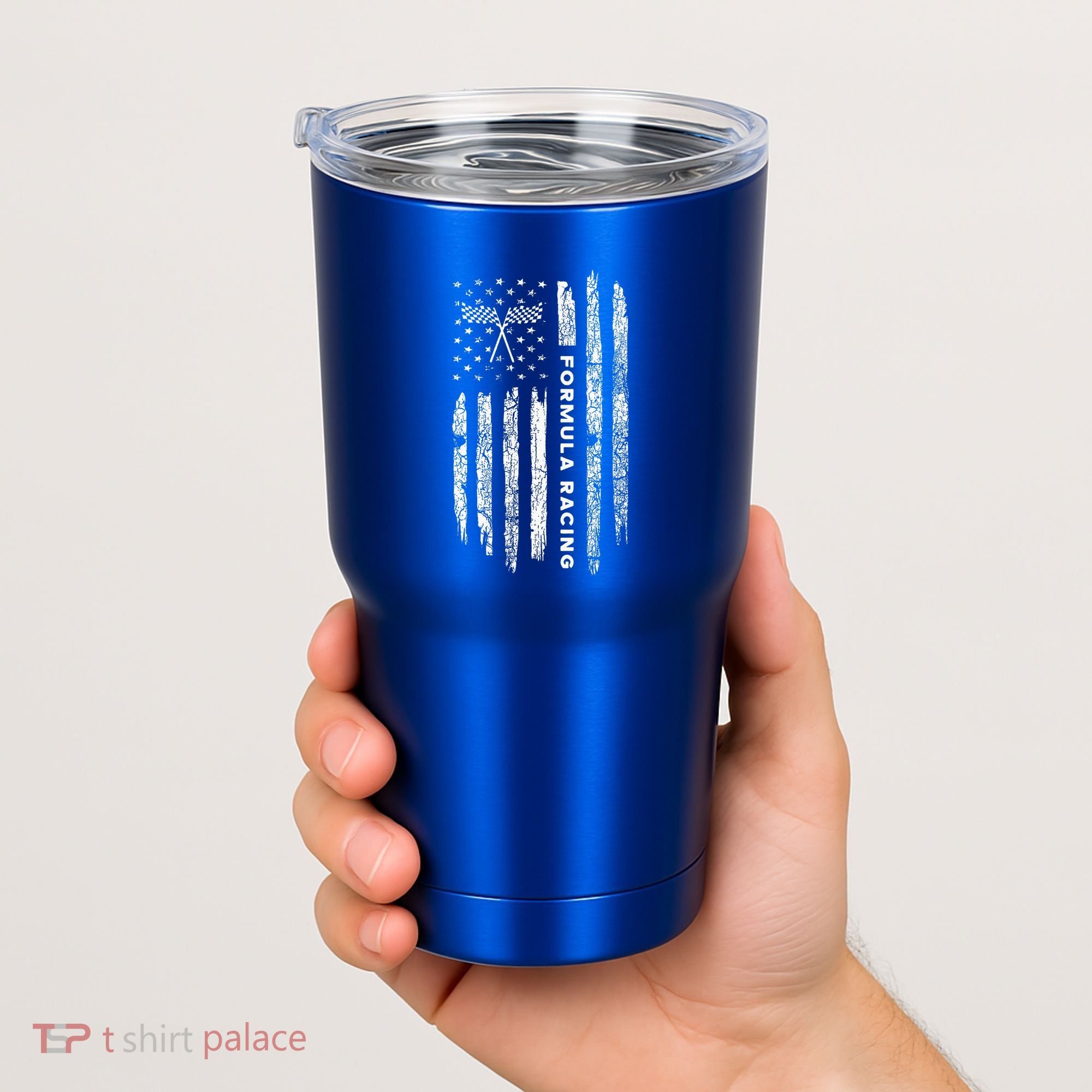 American Flag Formula Racing Tumbler