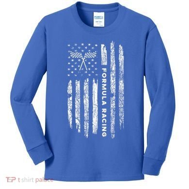 American Flag Formula Racing Kids Long Sleeve Shirt