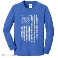 American Flag Formula Racing Kids Long Sleeve Shirt thumb 0