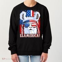 American Flag Funny 4th Of July Llamerica Women's Sweatshirt thumb 0