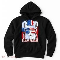 American Flag Funny 4th Of July Llamerica Hoodie thumb 0