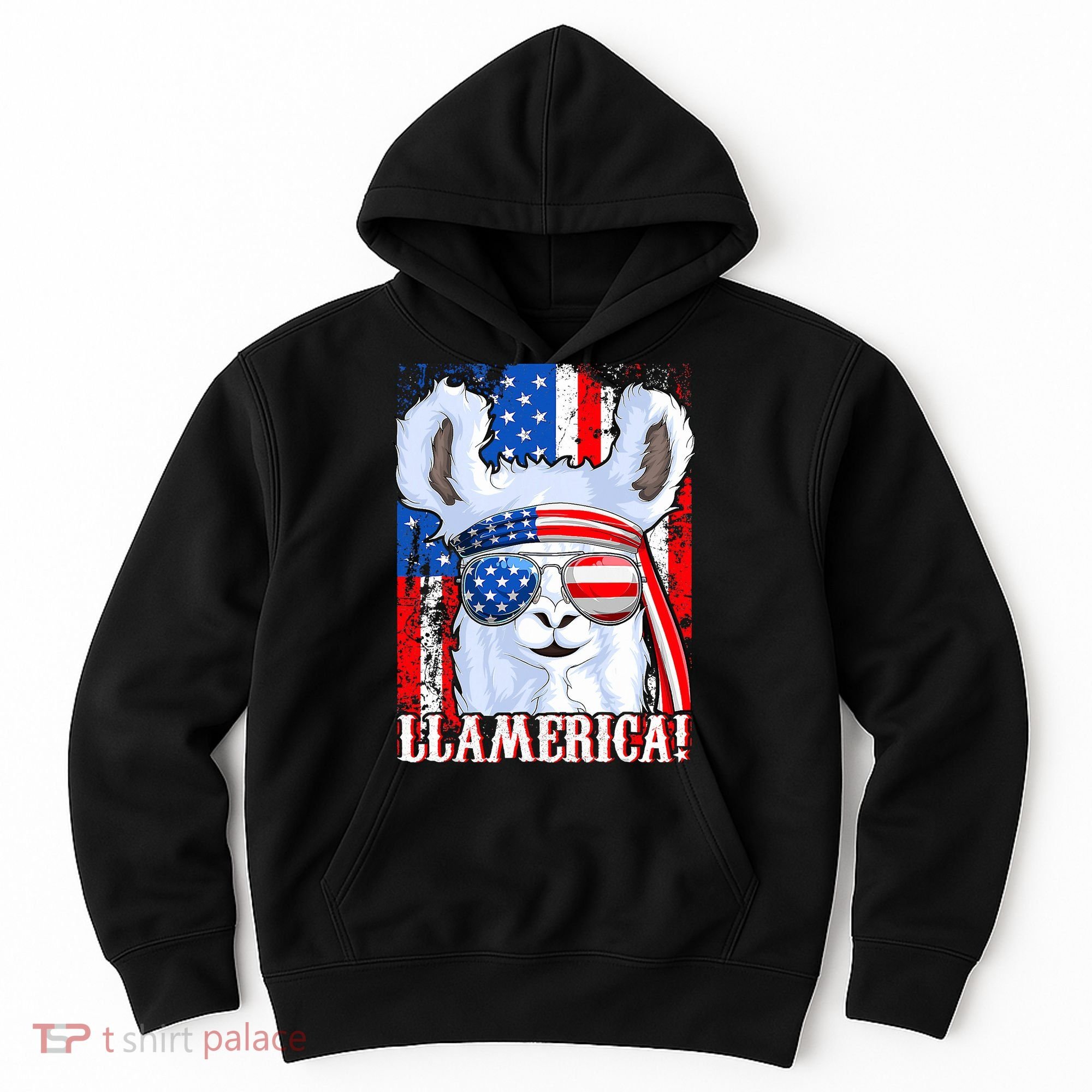 American Flag Funny 4th Of July Llamerica Hoodie