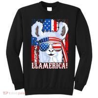 American Flag Funny 4th Of July Llamerica Sweatshirt thumb 0