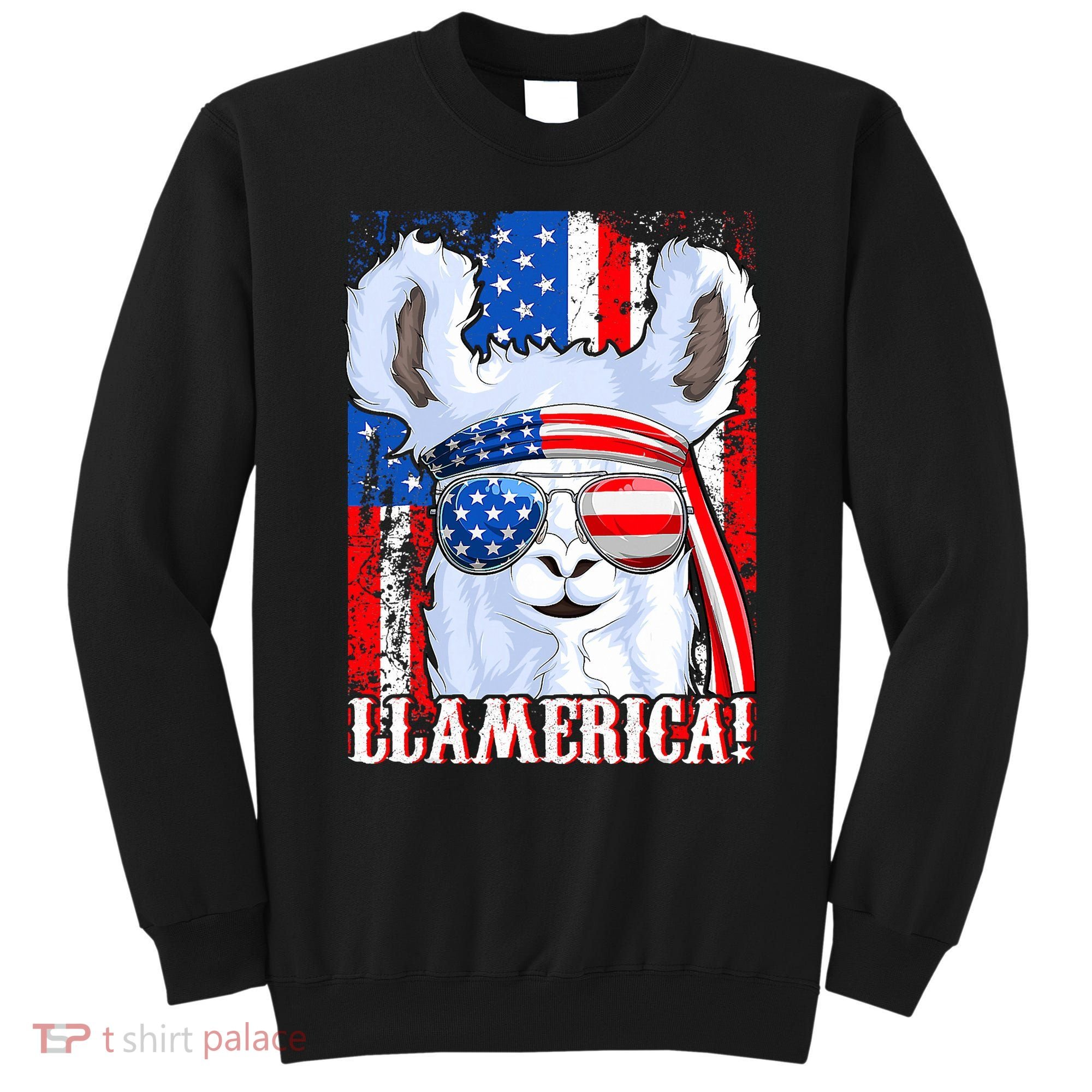 American Flag Funny 4th Of July Llamerica Sweatshirt