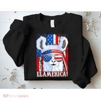 American Flag Funny 4th Of July Llamerica Sweatshirt thumb 2