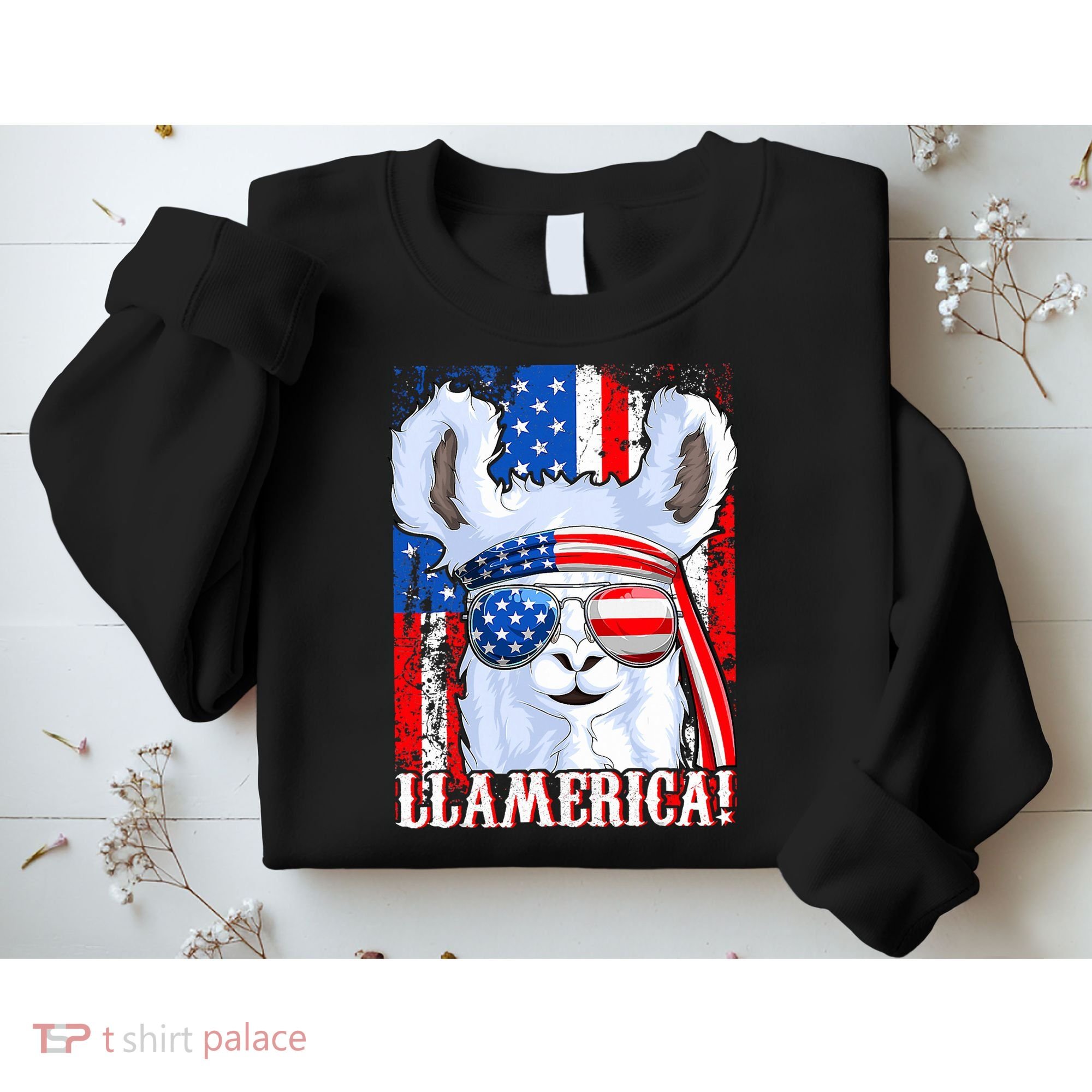 American Flag Funny 4th Of July Llamerica Sweatshirt