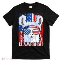 American Flag Funny 4th Of July Llamerica T-Shirt thumb 0