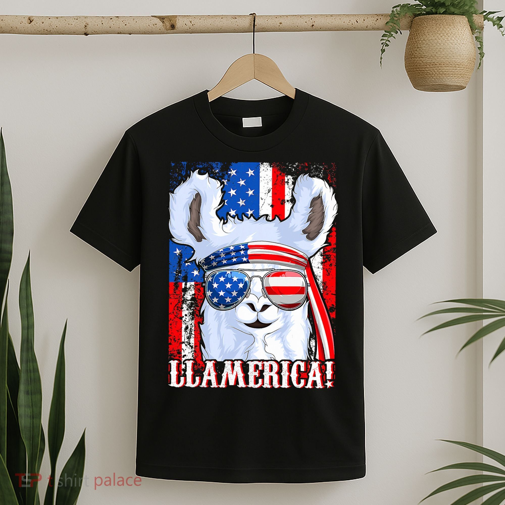 American Flag Funny 4th Of July Llamerica T-Shirt