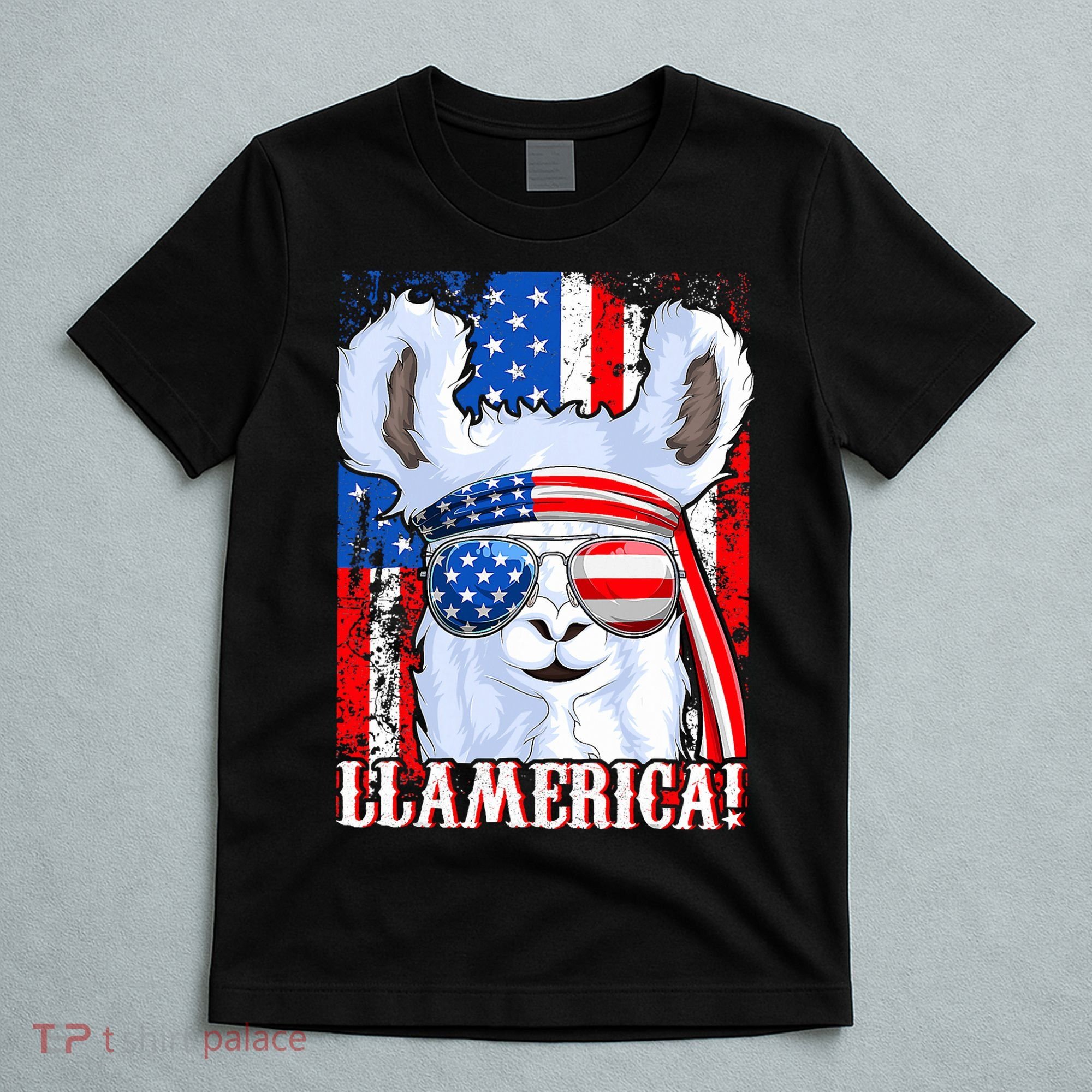 American Flag Funny 4th Of July Llamerica T-Shirt