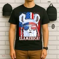 American Flag Funny 4th Of July Llamerica T-Shirt thumb 6
