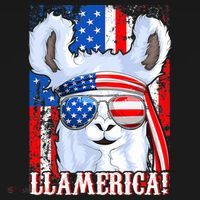 American Flag Funny 4th Of July Llamerica T-Shirt thumb 7
