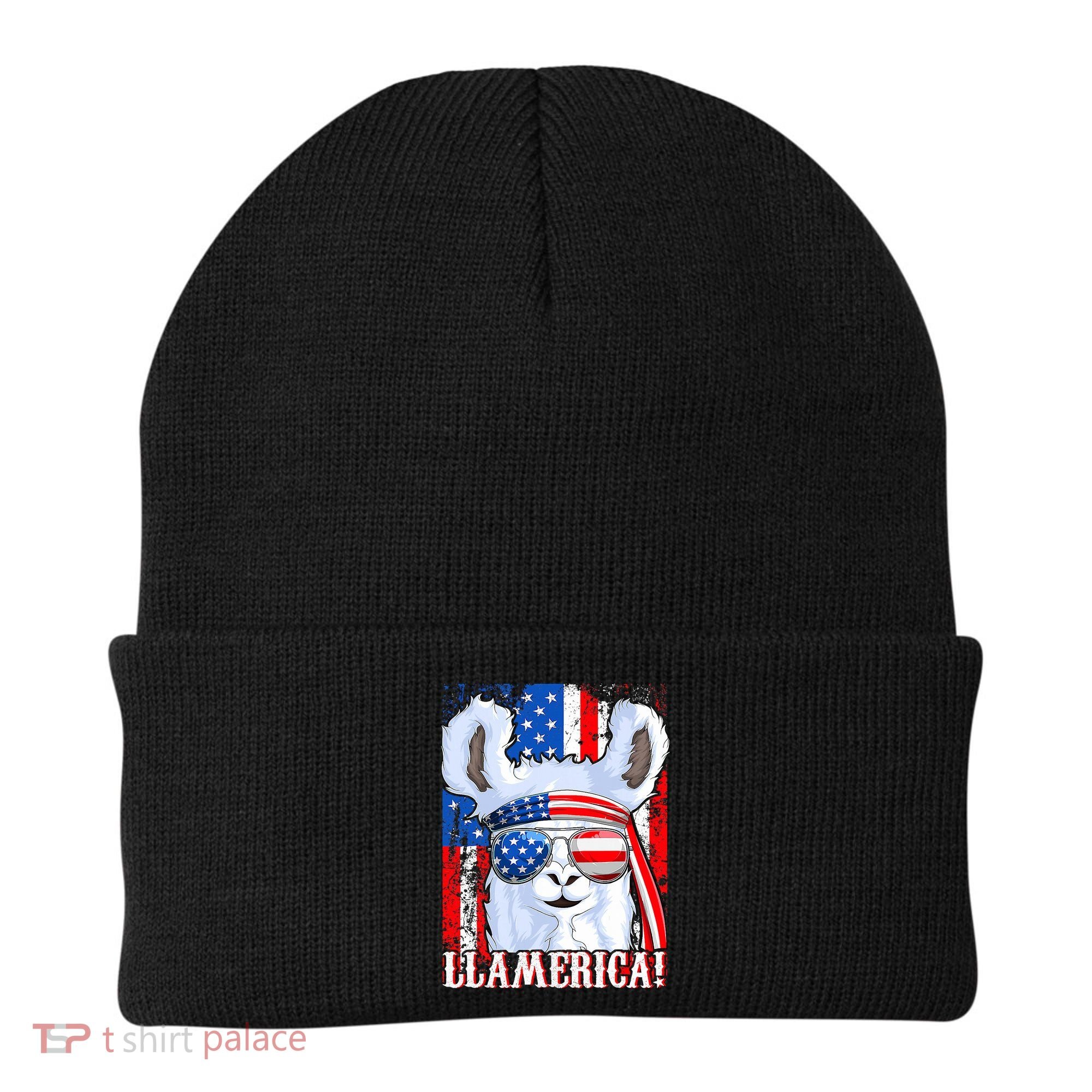 American Flag Funny 4th Of July Llamerica Beanie